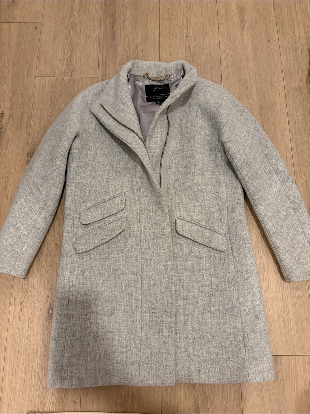 J. Crew Light Gray Wool-Blend Stand Collar Pea Coat
